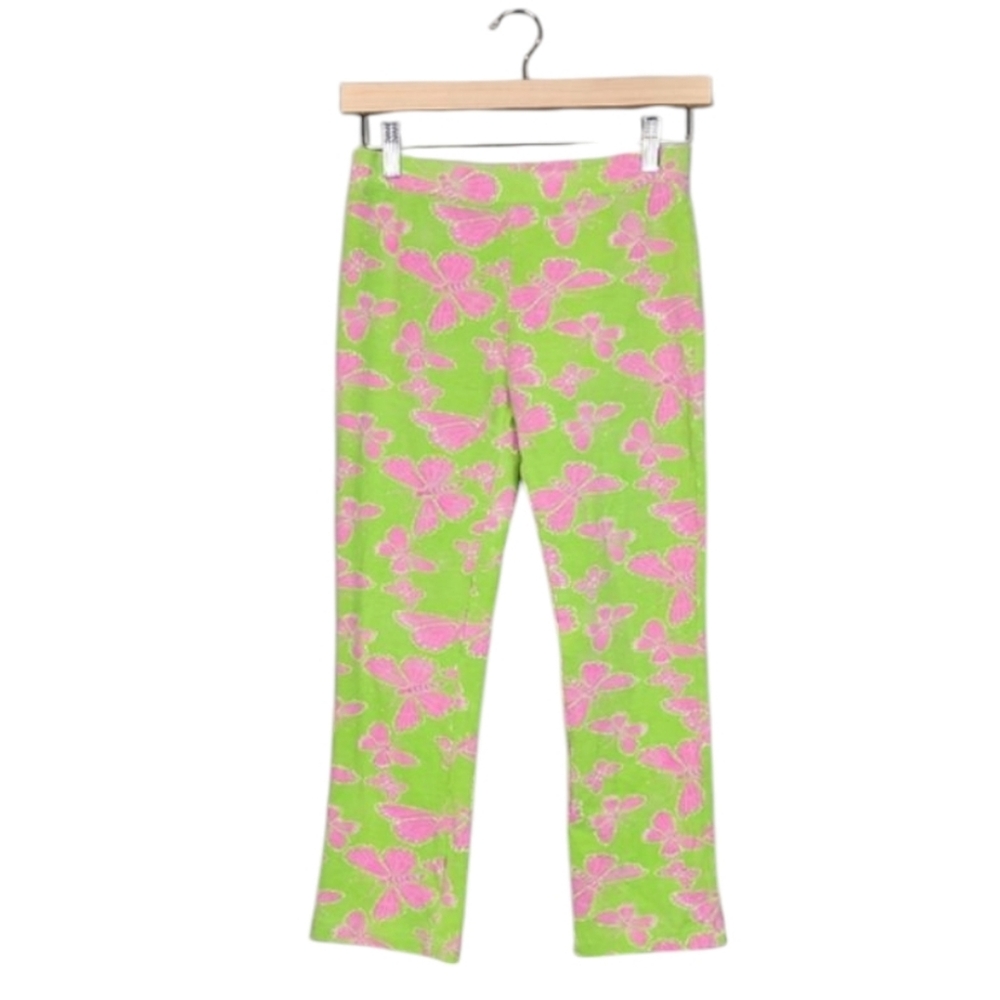 Lilly Pulitzer Y2K Vibrant Pink and Green Butterfly Leggings Size 14